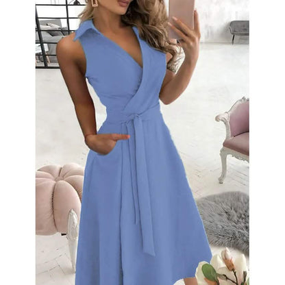 Women's V-Neck Sleeveless Long Dress