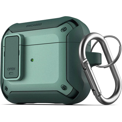 X-Armor for Airpods 3rd Generation Case with Locking Lid | Protective Carrying Pod with Carabiner Keychain (Airpods Gen 3)